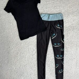 *PANTS ONLY* Women’s Lotus Cheshire Cat Printed Athletic Leggings (Size S) Alice